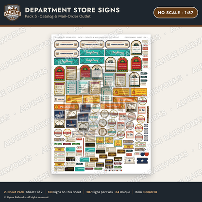 Alpine Railworks 30048HO HO Scale Department Store Signs - Catalog