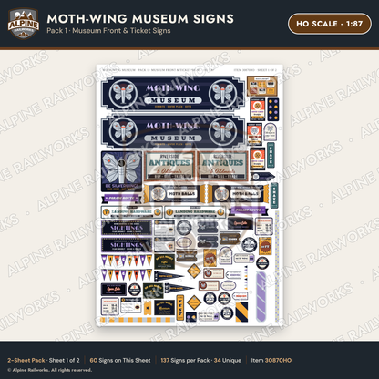 Alpine Railworks 30870HO HO Scale Roadside Signs - Mothman Museum
