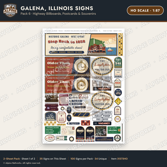 Alpine Railworks 31373HO HO Scale Galena IL Signs - Billboards