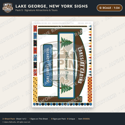 Alpine Railworks 31330G G Scale Lake George NY Signs - Attractions
