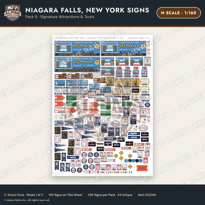 Alpine Railworks 31324N N Scale Niagara Falls NY Signs - Attractions