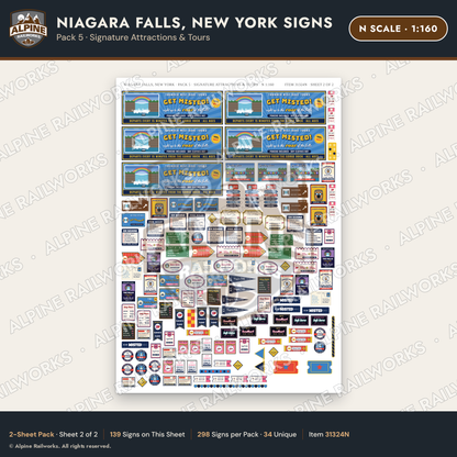 Alpine Railworks 31324N N Scale Niagara Falls NY Signs - Attractions