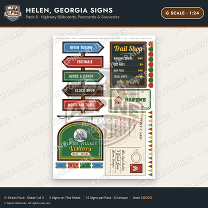 Alpine Railworks 31307G G Scale Helen GA Signs - Billboards