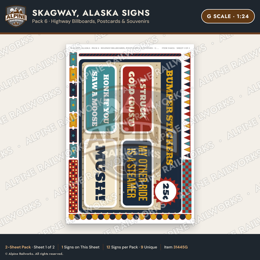 Alpine Railworks 31445G G Scale Skagway AK Signs - Billboards