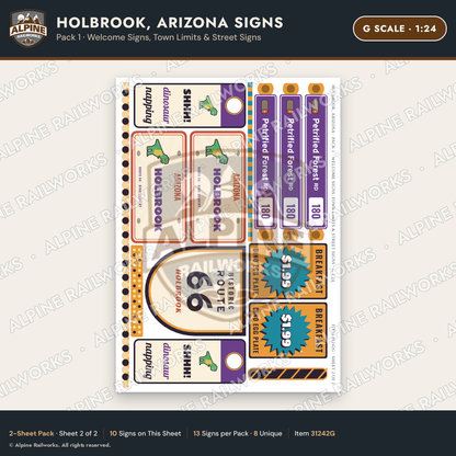 Alpine Railworks 31242G G Scale Holbrook AZ Signs - Welcome Signs