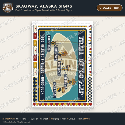 Alpine Railworks 31440G G Scale Skagway AK Signs - Welcome Signs