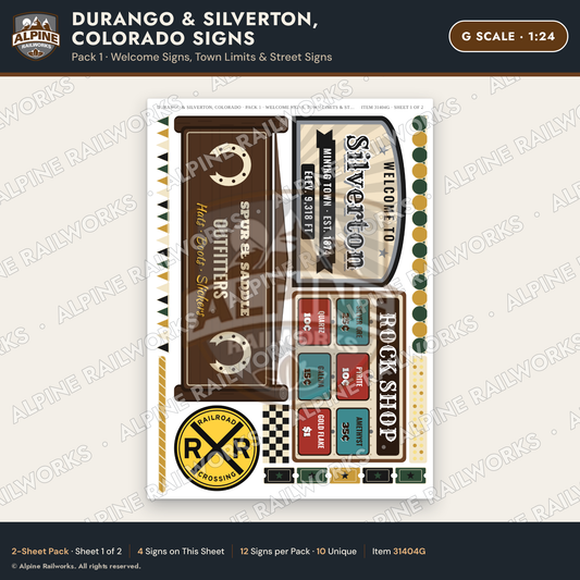 Alpine Railworks 31404G G Scale Durango CO Signs - Welcome Signs