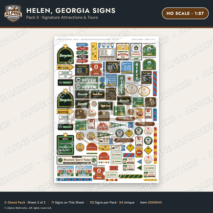 Alpine Railworks 31306HO HO Scale Helen GA Signs - Attractions & Tours