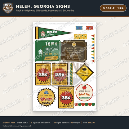 Alpine Railworks 31307G G Scale Helen GA Signs - Billboards
