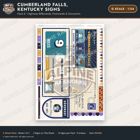 Alpine Railworks 31223G G Scale Cumberland Falls Signs - Billboards