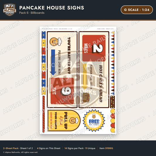 Alpine Railworks 31199G G Scale Pancake House Signs - Billboards