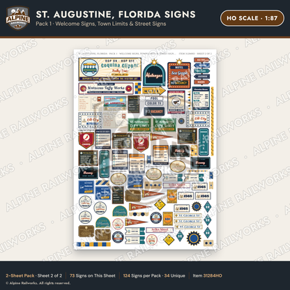 Alpine Railworks 31284HO HO Scale St. Augustine FL Signs - Welcome