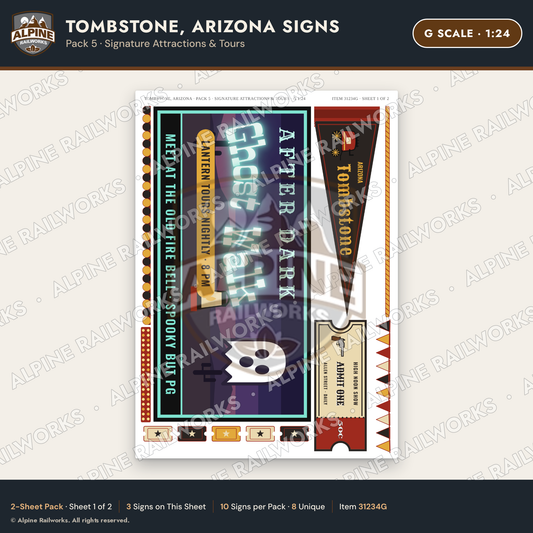 Alpine Railworks 31234G G Scale Tombstone AZ Signs - Attractions