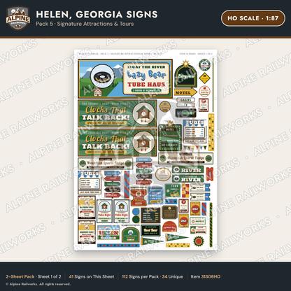 Alpine Railworks 31306HO HO Scale Helen GA Signs - Attractions & Tours