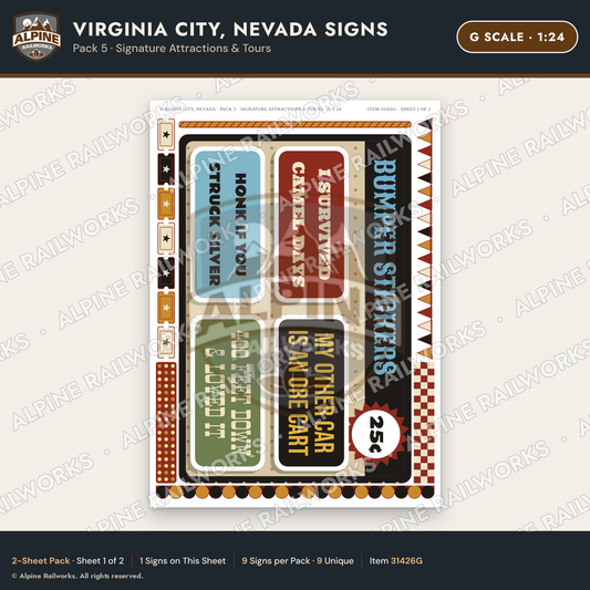 Alpine Railworks 31426G G Scale Virginia City NV Signs - Attractions