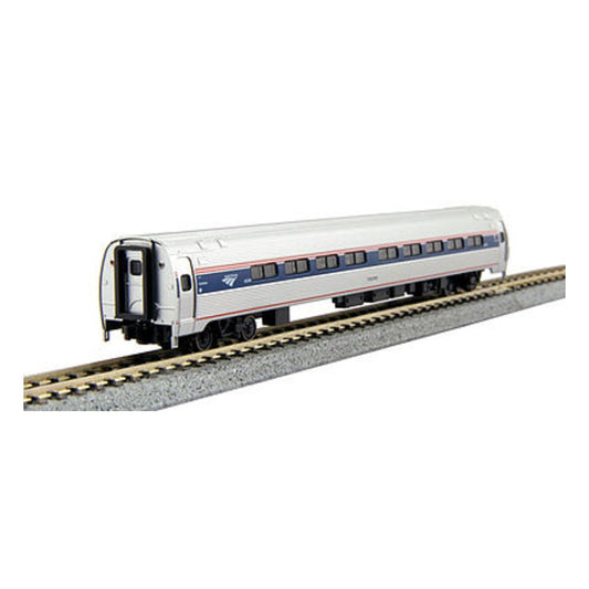 Kato 1068002 N Scale Amfleet I Coach 2-Pack - Ready to Run -- Amtrak #82039, 82755 (Set A: Phase VI; Wide blue Stripe, Travelscape Logo)