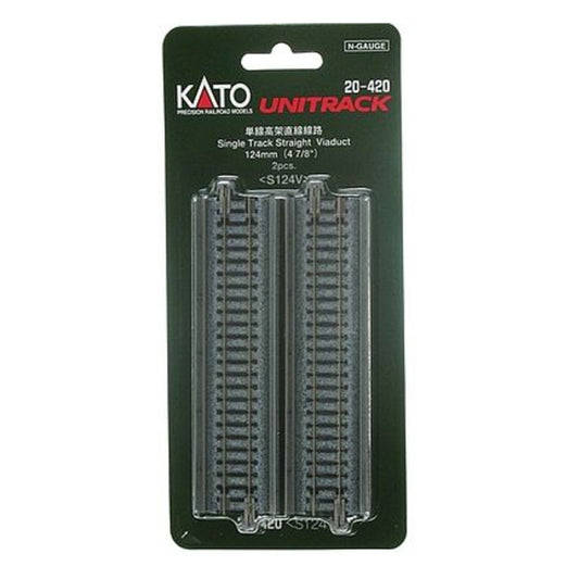 Kato 20420 N Scale Single-Track Viaduct pkg(2) -- Straight - 4-7/8" 124mm
