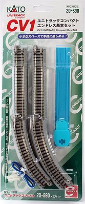 Kato 20890 N Scale CV-1 Compact Oval Set - Unitrack -- Includes Eight 6" 15.2cm Radius Curves & Four 4-7/8" 12.4cm Straights