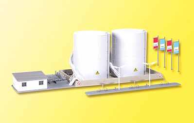 Kibri 37467 N Scale Twin Fuel Tanks w/Loading Facility -- Kit