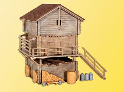 Kibri 38035 HO Scale Wood Barn & Shed -- Kit