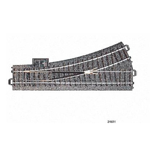 Marklin 24611 HO Scale 3-Rail C Track -- Manual Turnout - Left-Hand