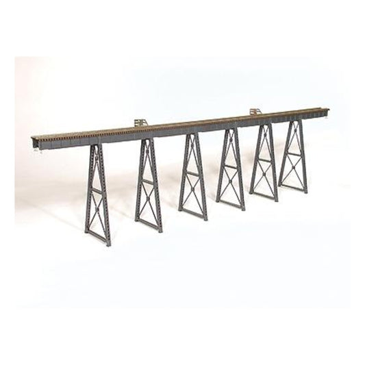 Micro Engineering 75550 HO Scale 210' Tall Steel Viaduct, Low Bridge w/Bents -- 7 30' Spans, 6 1,2,or 3-Story Bents, 29"L x 10 5/8", 7 1/2" or 4 1/4" H