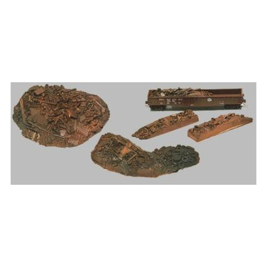 Monroe Models 9104 N Scale Scrap Yard Set -- 1 Large Scrap Pile, 1 Medium Scrap Pile & 1 Gondola Load of Scrap