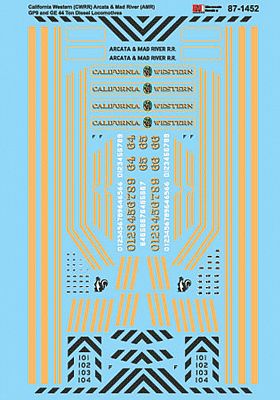 Microscale 601452 N Scale Railroad Decal Set -- California Western CWRR, Arcata & Mad River AMR GP9 & GE 44-Ton Diesel Locos