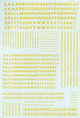 Microscale 90056 HO Scale Alphabets & Numbers - Block Gothic -- Yellow