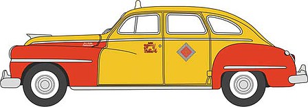 Oxford Diecast 87DS46002 HO Scale 1946-1948 Desoto Suburban Sedan - Assembled -- San Francisco Taxi (yellow, red)