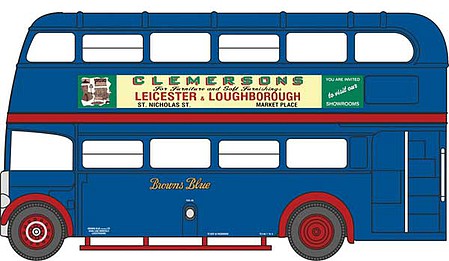 Oxford Diecast NRT007 N Scale RT Double-Decker Bus Browns Blue
