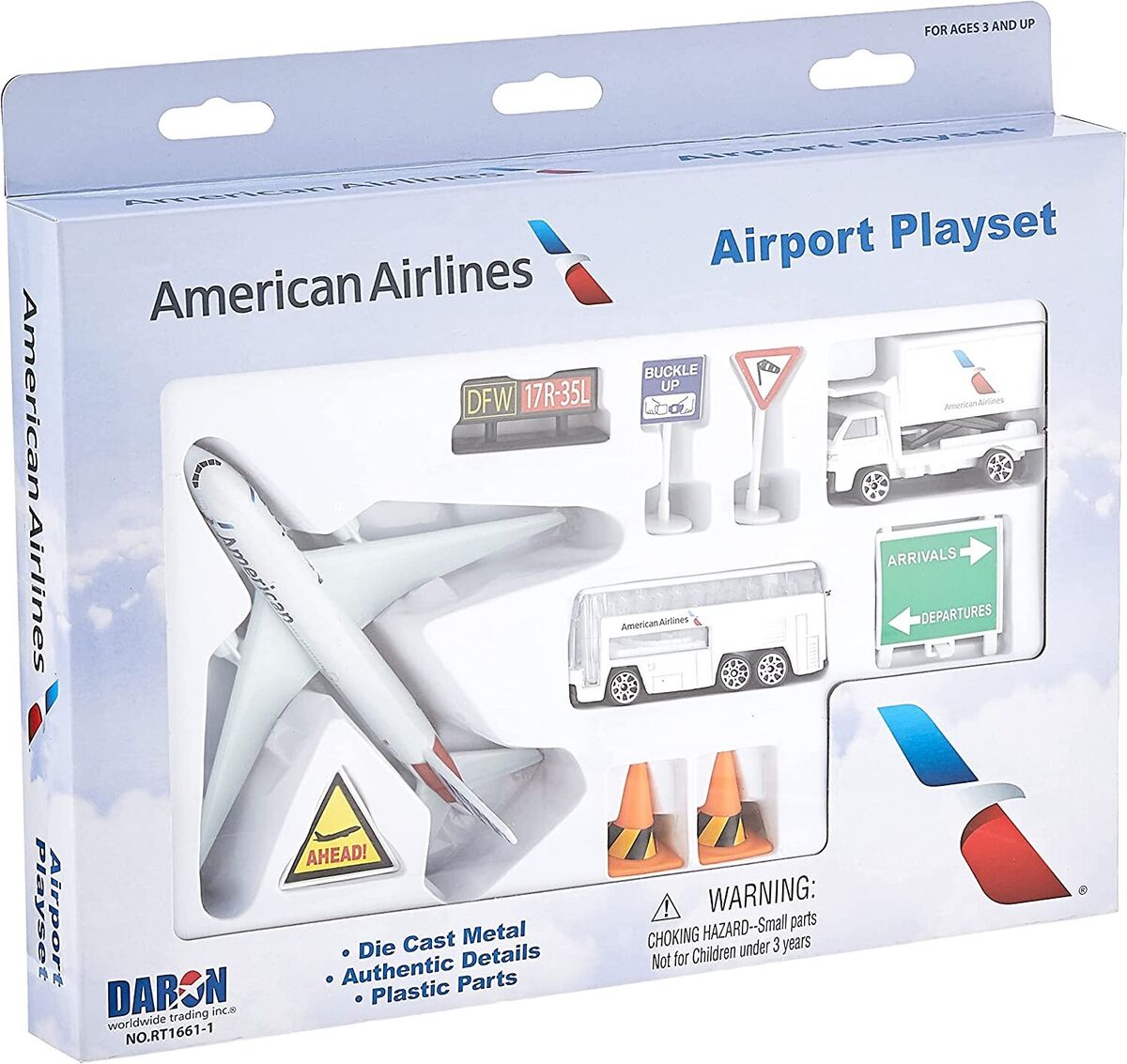 Realtoy 1661 American Airlines B757 Airport Die Cast Playset (13pc Set)