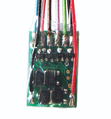 Train Control Systems (TCS) 1004 HO Scale FL4 Function-Only Decoder -- 4 Lighting Functions, Hardwire Only .585 x .36 x .115"