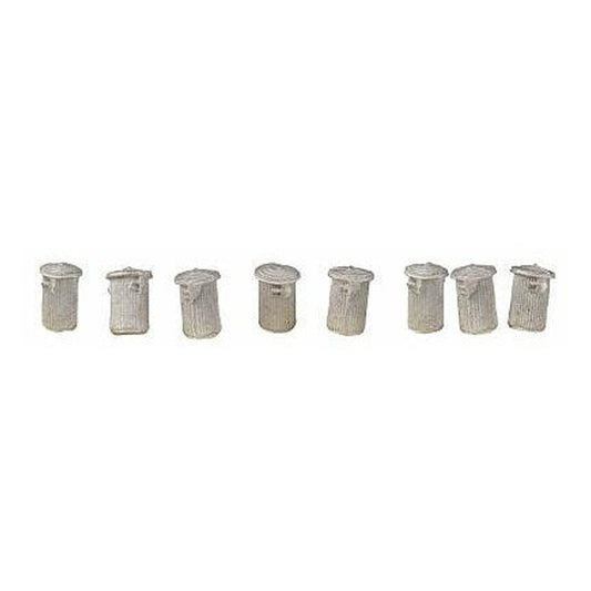 The N Scale Architect 20049 HO Scale Trash Cans and Lids pkg(8)