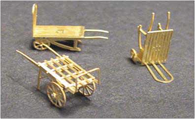 The N Scale Architect 96618 N Scale Luggage Carts - Etched Brass Kit