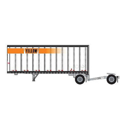 Trainworx 4288502 N Scale 28' Pup Van Trailer with Converter Dolly Yellow