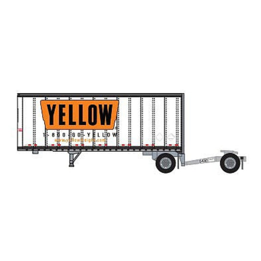 Trainworx 4288506 N Scale 28' Pup Van Trailer with Converter Dolly Yellow