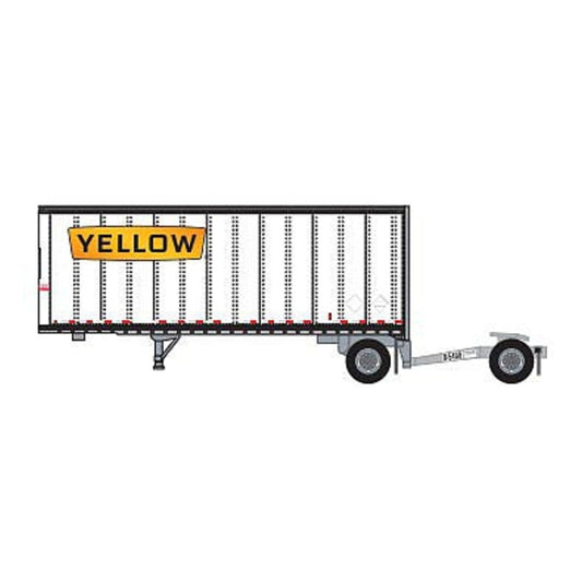 Trainworx 4288509 N Scale 28' Pup Van Trailer with Converter Dolly - Yellow