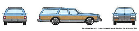 Rapido Trains 800005 HO Scale 1980-1985 Chevrolet Caprice Station Wagon - Assembled -- Baby Blue Woody (Woodie)