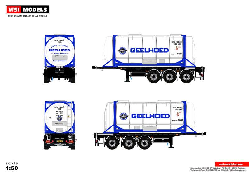 WSI 528873 1/50 Scale Geelhoed - 3-Axle 20 Ft Tank Trailer