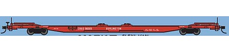 Trainworx 2840402 N Scale Mark IV Flexi-Van Flatcar - Ready to Run -- Chicago, Burlington & Quincy #2 (red)