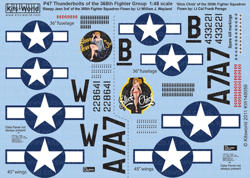 Warbird Decals Kits World 148059 1/48 P47D Sleepy Jean the 3rd, Slick Chick