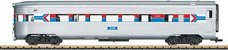 LGB 36604 G Scale Smooth-Side Diner - Ready to Run -- Amtrak 8021 (Phase I, silver, red, blue, white, Arrow Logo)