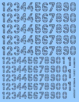 Archer Fine Transfers 35037B 1/35 German WWII Turret Numbers (Black Stencil Outline)