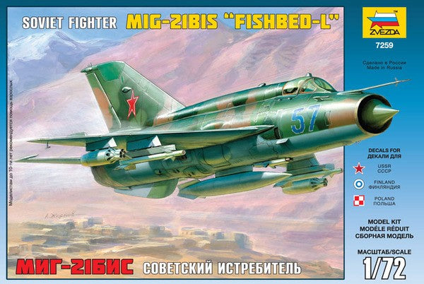 Zvezda 7259 1/72 Soviet MiG21BIS Fishbed-L Fighter