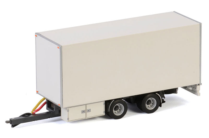 WSI 03-2029 1/50 Scale Center-Axled Drawbar 2-Axle Box Trailer White Line