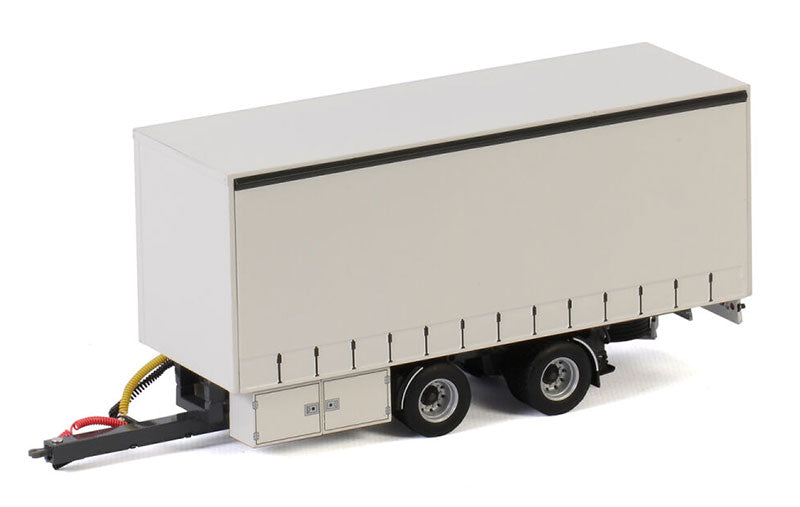 WSI 03-2030 1/50 Scale Center-Axled Drawbar 2-Axle Curtainside Trailer White Line