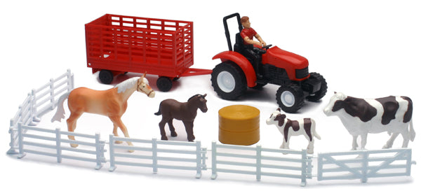 New-Ray 04096-B 1/32 Scale Country Life Cow and Horse Playset Playset