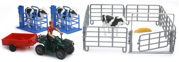 New-Ray 04096-D 1/32 Scale Country Life Milking Cow Playset Playset