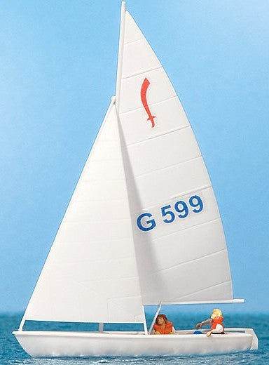 Preiser 10677 HO Sailboat G599 w/2 Figures Sitting